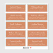 Chic Burnt Sinaasappel Wedding Guest Adresetikette Sticker (Vel)