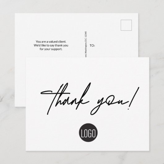Chic Business Customer Appreciing Handlettering Briefkaart (Voorkant / Achterkant)