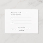 Chic Business Holiday Gold Script Cadeaubon Kortingskaartje (Achterkant)