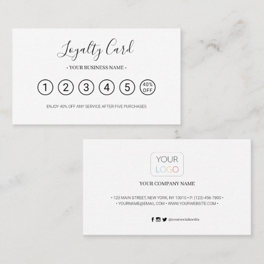 Chic Business Logo Professional Punch Loyalty Kaar (Voorkant / Achterkant)