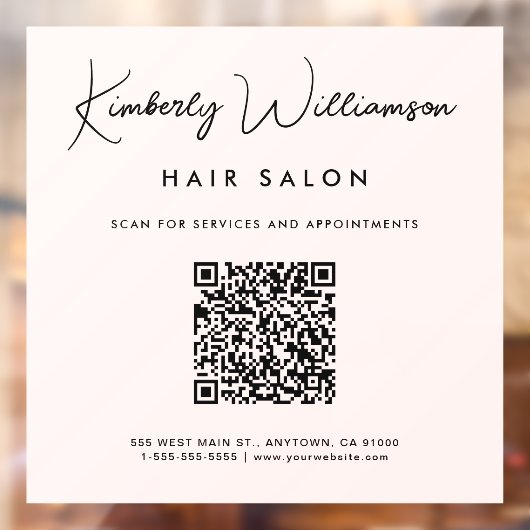 Chic Business Signature Script QR Code Pink Raamsticker (Vel 2)