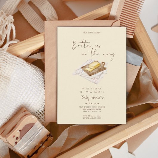 Chic butter yellow baby shower kaart