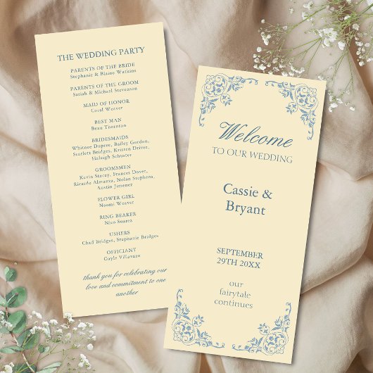Chic Butter Yellow Classic Wedding Programma