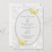 Chic Butterflies Damask 25th Birthday Double Sided Kaart (Achterkant)