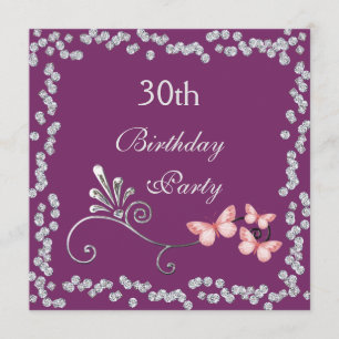 Chic Butterflies & Diamonds 30e verjaardag Kaart