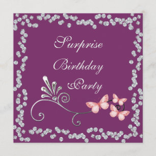 Chic Butterflies & Diamonds Surprise Birthday Kaart