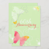 Chic Butterfly 60th Wedding Jubileum Party Kaart (Voorkant / Achterkant)