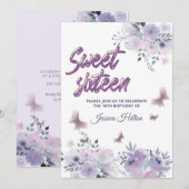 Chic Butterfly bloemtuin lila zoet zestien Kaart (Voorkant / Achterkant)