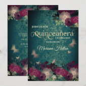 Chic Butterfly bloemtuin Quinceañera groen Kaart (Voorkant / Achterkant)