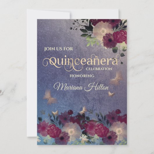 Chic Butterfly bloemtuin Quinceañera lavender Kaart (Voorkant)