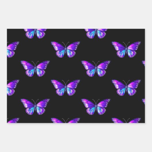 Chic Butterfly Wrapping Paper Flat Sheet Set van 3 (Voorkant 2)