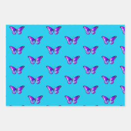 Chic Butterfly Wrapping Paper Flat Sheet Set van 3