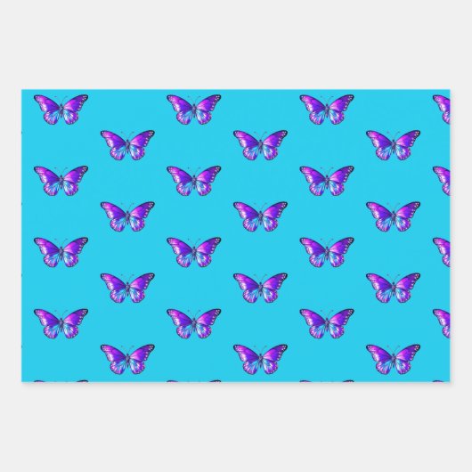 Chic Butterfly Wrapping Paper Flat Sheet Set van 3 (Voorkant)