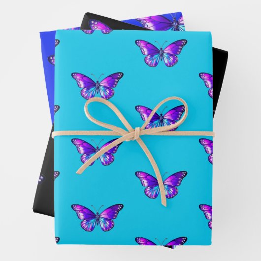 Chic Butterfly Wrapping Paper Flat Sheet Set van 3 (In situ)
