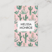Chic Cacti & Succulents Dert Waterverf QR Code Visitekaartje (Voorkant)