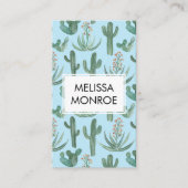 Chic Cacti & Succulents Dert Waterverf QR Code Visitekaartje (Voorkant)