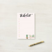 Chic Cactus Bloem Roze Gestreepte Takenlijst   Post-it® Notes (Op bureau)
