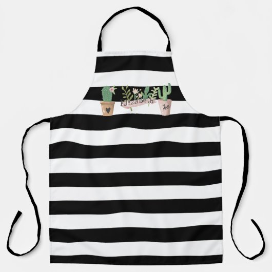 Chic Cactus Flower Black White Stripes Schort (Voorkant)