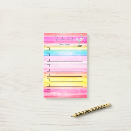 Chic Cactus-Waterverf, bestand om aan te bieden Post-it® Notes (Op bureau)