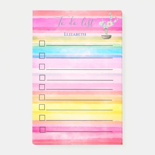 Chic Cactus-Waterverf, bestand om aan te bieden Post-it® Notes (Voorkant)