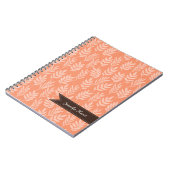 Chic Cadmium Oranje Elegant Leaf Pattern and Name Notitieboek (Linkerzijde)