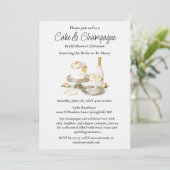 Chic Cakes en Champagne Bruidsfeest Kaart (Staand voorkant)