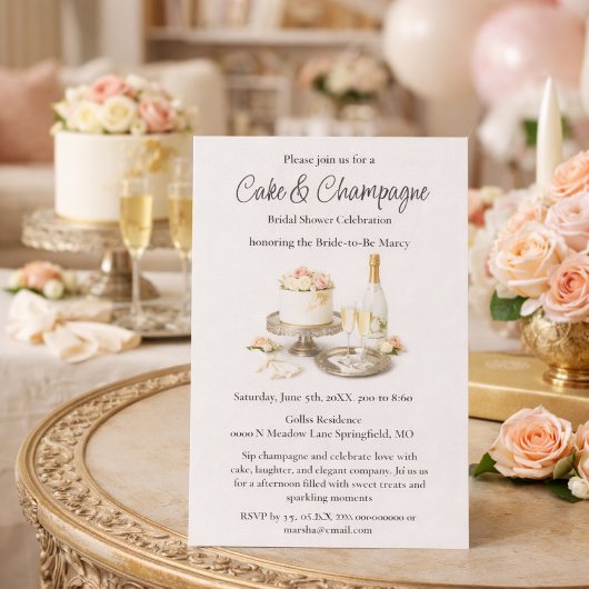 Chic Cakes en Champagne Bruidsfeest Kaart