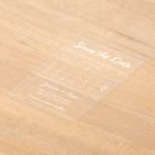 Chic Calendar Bewaar de datum Elegant Modern Kaart Acryl Uitnodigingen (Laagn)