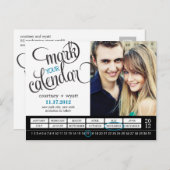 Chic Calendar Photo Sla het datum Briefkaart op (Voorkant / Achterkant)