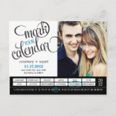 Chic Calendar Photo Sla het datum Briefkaart op (Voorkant)