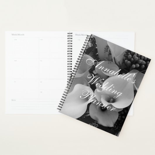 Chic Calla Lelies Zwart & Wit Bloemen Bruid Planner (Display)