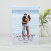 Chic Calligrafie Foto Save The Date Kaart (Staand voorkant)
