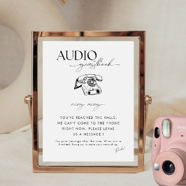 Chic Calligrafie Huwelijk Telefoon Audio Guestbook Reclamebord Met Voetstuk