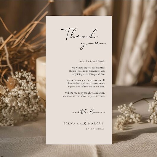 Chic Calligrafie Monogram Huwelijk Bedankkaart 