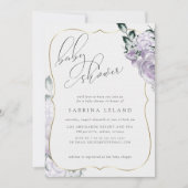 Chic Calligraphy Baby shower Lavender Floral Roos Kaart (Voorkant)