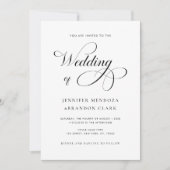 Chic Calligraphy Black & White All in One Wedding Kaart (Voorkant)