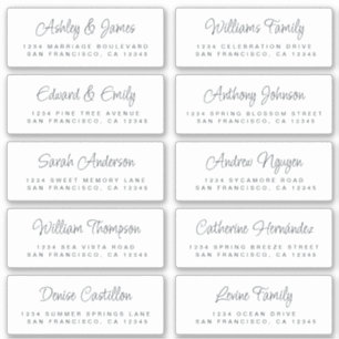 Chic Calligraphy Black White Guest Adresetiketten Sticker