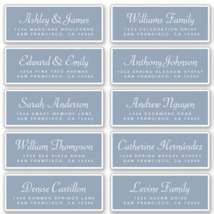 Chic Calligraphy Blue Guest Adresetiketten Sticker
