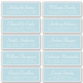 Chic Calligraphy Blue Guest Adresetiketten Sticker (Voorkant)