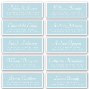 Chic Calligraphy Blue Guest Adresetiketten Sticker