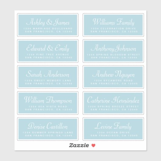 Chic Calligraphy Blue Guest Adresetiketten Sticker (Vel)