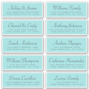 Chic Calligraphy Blue Wedding Guest Adresetiketten Sticker
