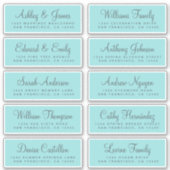 Chic Calligraphy Blue Wedding Guest Adresetiketten Sticker (Voorkant)