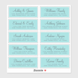 Chic Calligraphy Blue Wedding Guest Adresetiketten Sticker