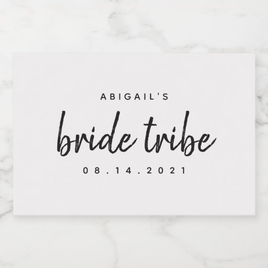 Chic Calligraphy Bride Tribe Wedding Bridal Party Sparkling Wijnetiket (Enkel label)