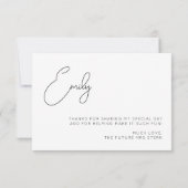 Chic Calligraphy Bruiloftsfeest Bedankkaart (Achterkant)