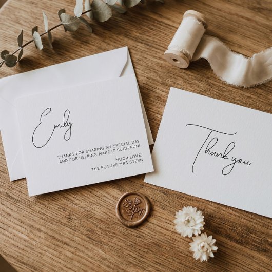 Chic Calligraphy Bruiloftsfeest Bedankkaart