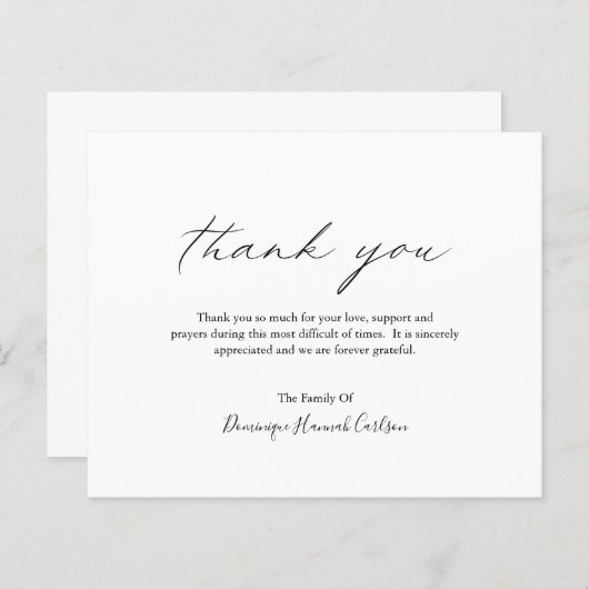 Chic Calligraphy Budget Funeral Hartelijk dank (Voorkant / Achterkant)