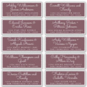 Chic Calligraphy Burgundy Guest Adresetiketten Sticker (Voorkant)