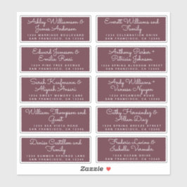 Chic Calligraphy Burgundy Guest Adresetiketten Sticker